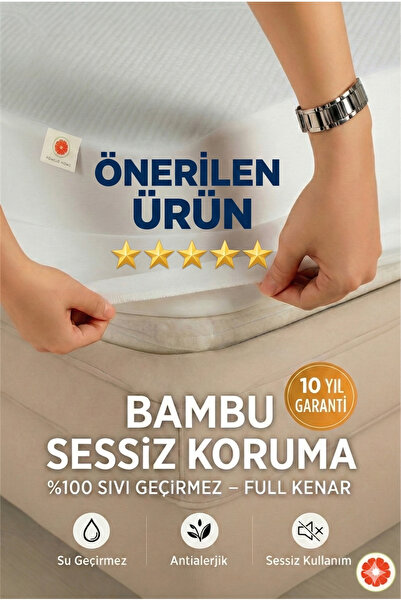 POMELO HOME Bambu Lastikli Yatak Alezi Sıvı,su Geçirmez Full Kenar Yatak Koru...