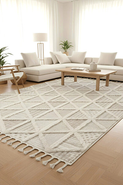 Eliz Home Krem Bej Bukleli Dokuma Halı Antre Yolluk Çocuk Odası Oturma Odası ...