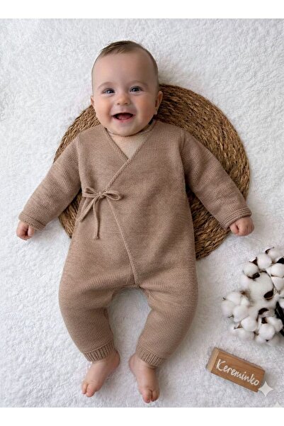 Kereminko Bebek Kimono Bağcıklı Tarçın Triko Bebek Tulum Triko 0-3 , 3-6, 9-1...