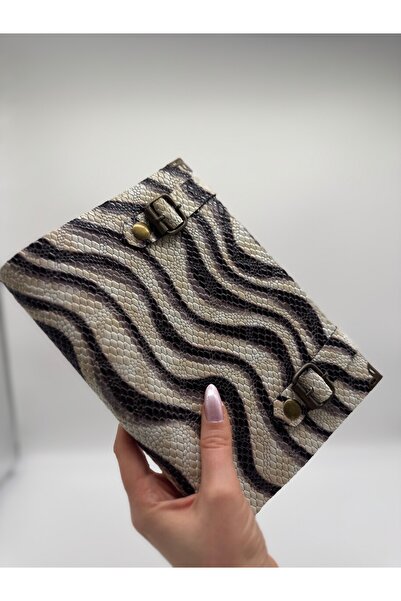 LAYDA %100 Hakiki deri Zebra Desenli Özel vintage defter 250 yapraklı