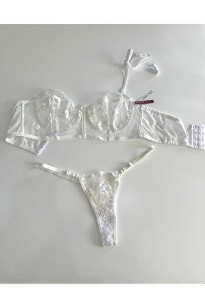 THE SECRET KİSS Kadın Beyaz Korseli İççamaşır Takım