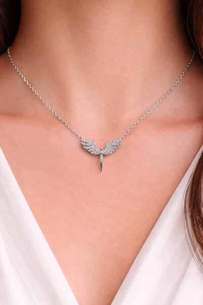 charmove ile kendinizi şımartın Women's Silver Color Elegant Necklace with St...