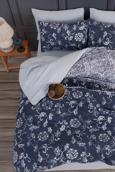 Madame Cotton طقم غطاء لحاف مفرد مع ملاءة مطاطية