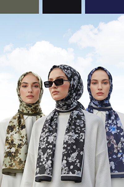 Kamer Scarf Soft Cotton Patterned Shawl Elegance Series 3 Pack