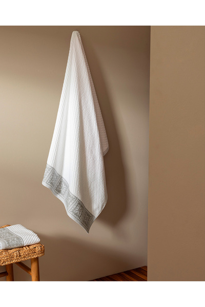 Madame Coco Πετσέτα μπάνιου Caresse 100% βαμβακερή - Λευκή/Γκρι