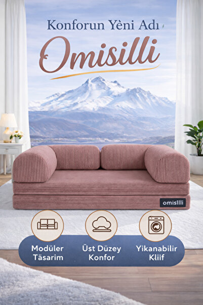OMİSİLLİ Kaymaz Cırt Bantlı Katlanabilir Kanepe Yatak – Fitilli Kadife, Yıkan...