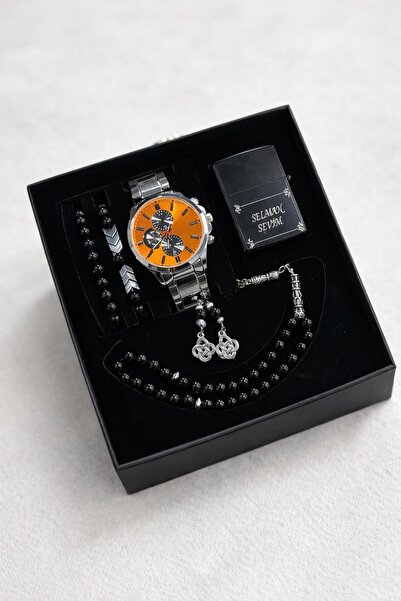 wesscollection Şık Hediye Seti Erkek Kol Saati Tesbih Bileklik ve Çakmak