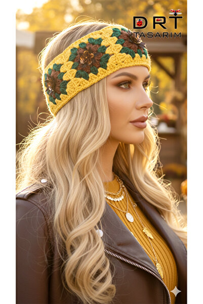 drt tasarım رباط شعر بتصميم أصفر مع ربطة خلفية