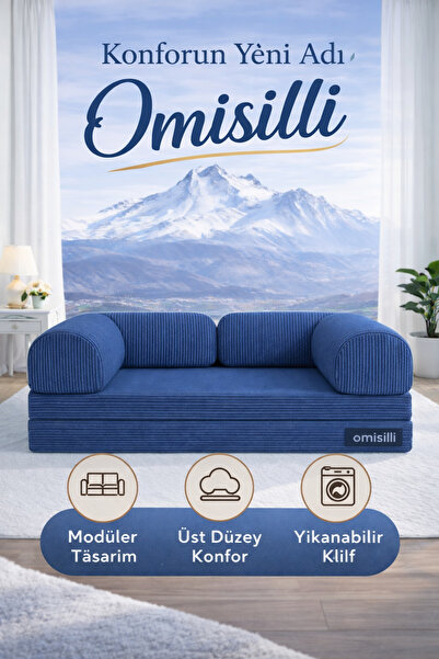 OMİSİLLİ Kaymaz Cırt Bantlı Katlanabilir Kanepe Yatak – Fitilli Kadife, Yıkan...