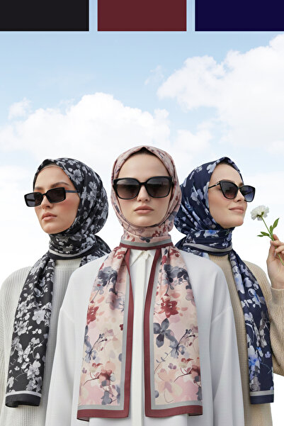 Kamer Scarf Soft Cotton Patterned Shawl Elegance Series 3 Pack