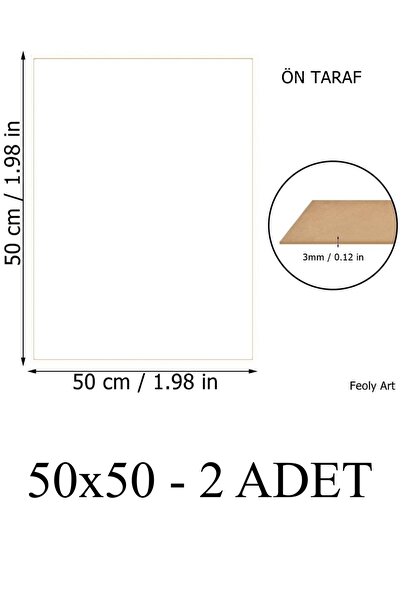 Feoly Art 3 mm 50x50 MDF Plaka (2 ADET) - Hobi, Maket, Ahşap El Sanatları İçi...
