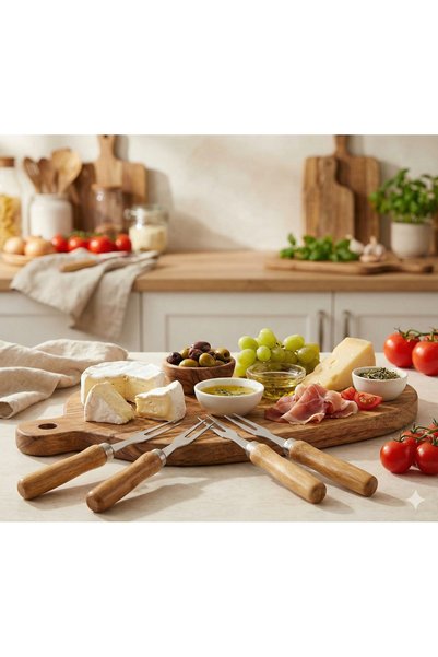 LOVYCO Bambu Çatal Bambu Saplı Mini 6’lı Meyve, Zeytin Kokteyl Çatalı