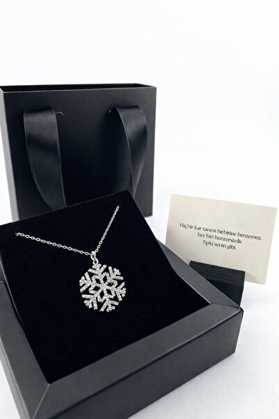 aromahediye Large Snowflake Necklace - Special Set with Premium Gift Box