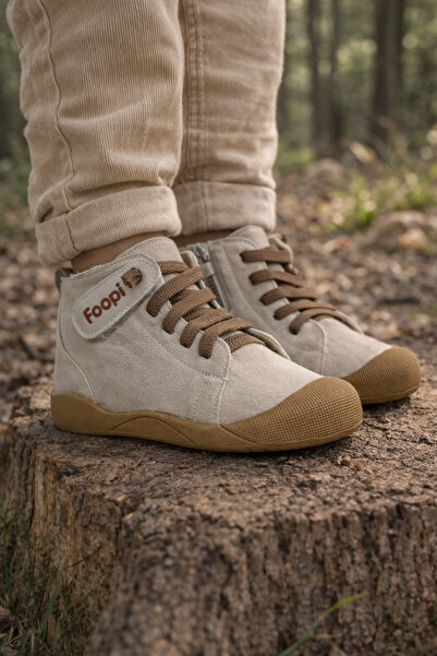 foopi حذاء بوديفو للأطفال مزود بسحّاب ومطاط لتقويم العظام، لون رمادي، مقاس 19-30