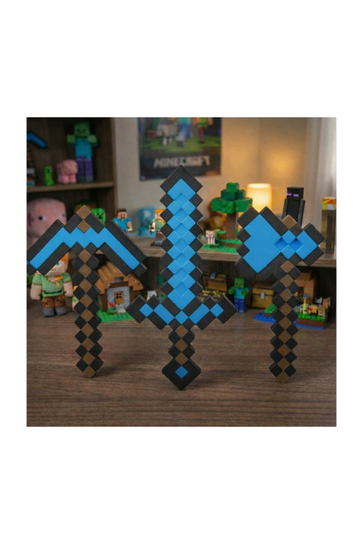Genel Markalar Minecraft Kılıç-Kazma-Balta 17 CM Üçlü Elmas Set / Minecraft Ü...