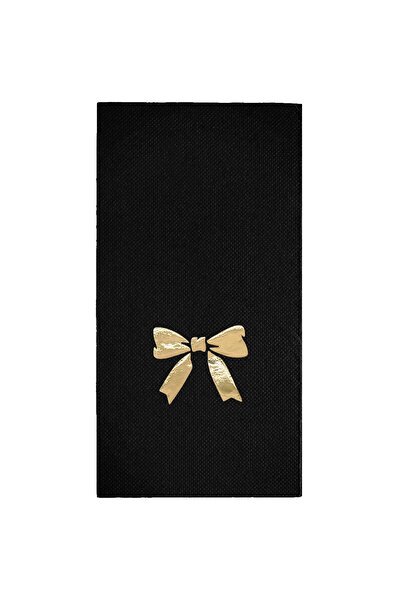 Story مناديل ورقية سوداء اللون مقاس 40×40 سم مع نمط شريط ذهبي اللون مكونة من ...