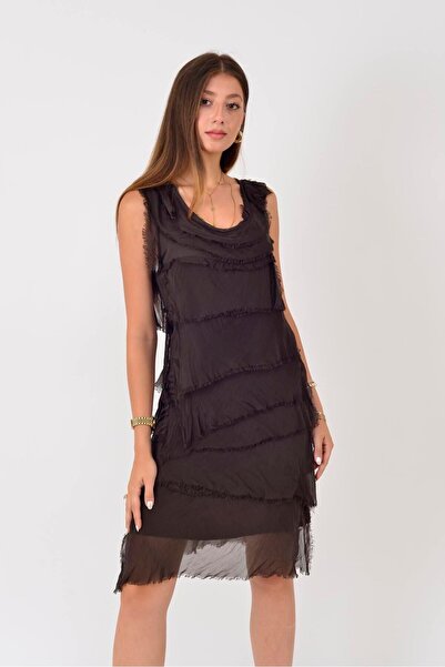 Bohem Stil Mini rochie de mătase - etaje cu detaliu de piatră