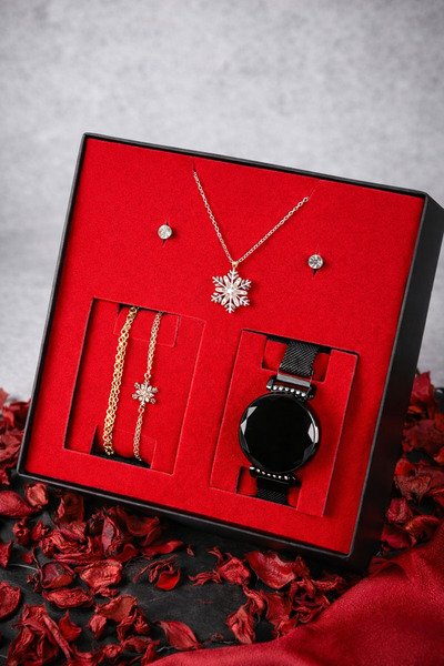 wesscollection Dokunmatik Kadın Kol Saati Kolye Bileklik ve Küpe Seti