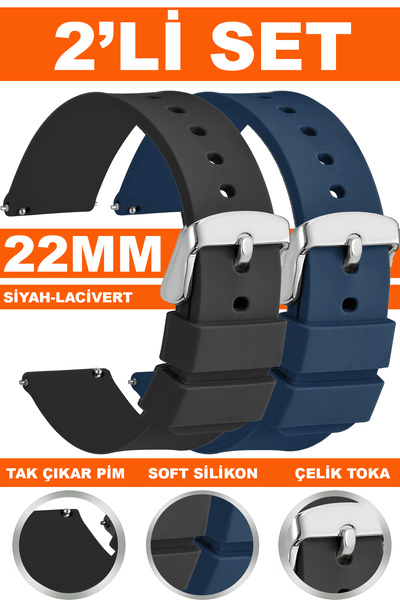 Trendburada 22mm Fossil-welder-wesse-casio-armani-omega-seiko-tissot Silicone...