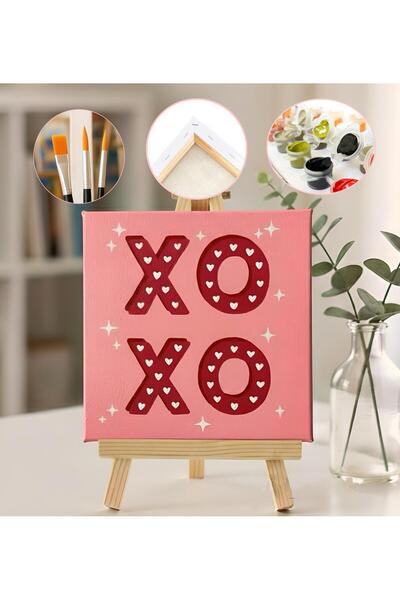 TT ART Sayılarla Boyama Seti, Sevgililer Gününe Özel, 20x20cm - XOXO