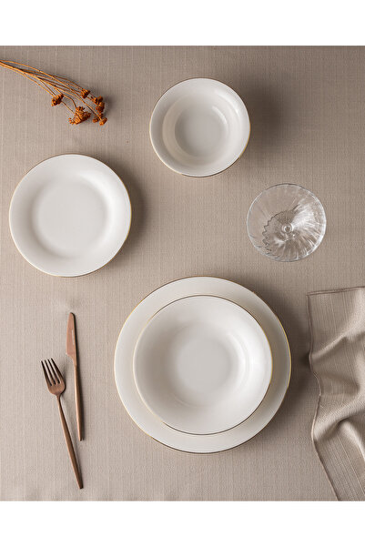 Madame Coco Dormir 6 Kişilik 24 Parça Yemek Takımı - Beyaz/Gold