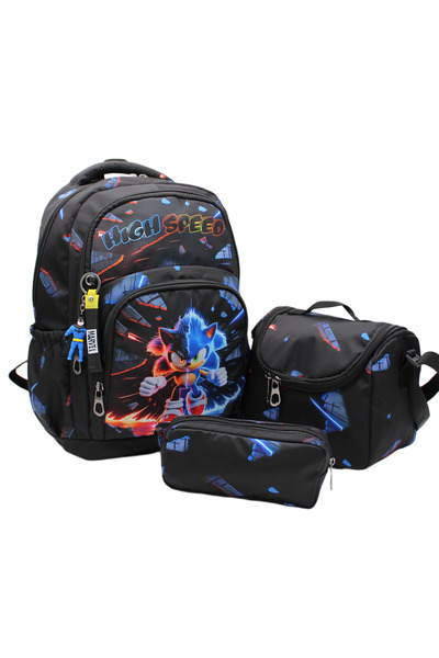 Bevitton Navy Blue First School Bag for Boy - Set of 3 with Character Pattern