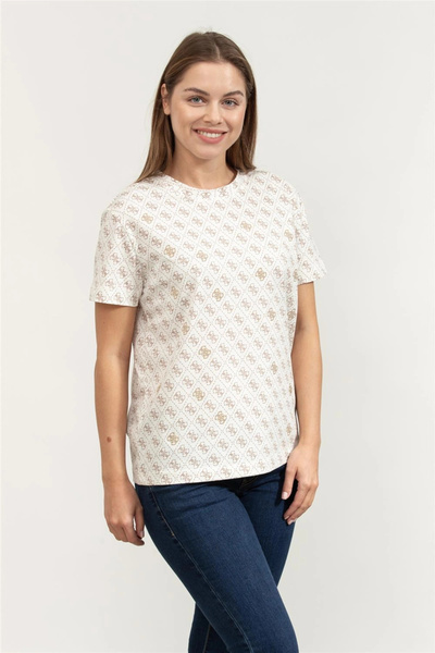 Guess تي شيرت نسائي متعدد الألوان من Rhombus ذو قصة عادية V5BI14I3Z14-P0NS