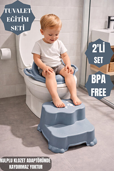 PONÇİK STORE Çocuklar Için Tuvalet Eğitim Seti- Kaydırmaz Basamak& Kulplu Klo...
