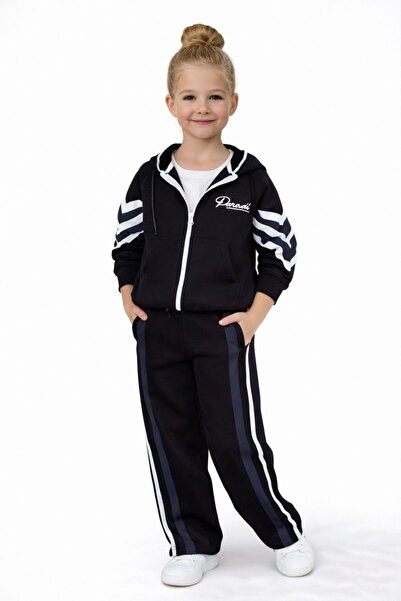 RAPAPA Set de trening pentru fete, cu căptușeală din fleece piese, 3-în-1 – T...