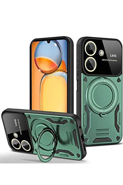 NewFace غطاء حماية RDBYDN لهاتف شاومي ريدمي 13C مع حامل للعدسة - (92559) أخضر...