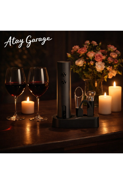 Atay Garage Otomatik Tirbuşon Şarap Şişe Aktarması Vakum Tıkacı ve Saklama Ün...