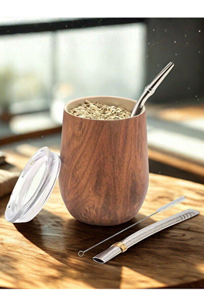 Ybera Mate Çayı Yerba Mate Çayı İçin Kapaklı Kahverengi Mate Kupası ve İkili ...
