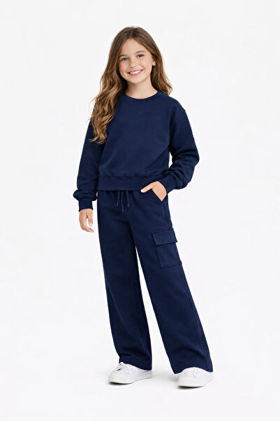 nazarbebe Set de trening supradimensionat pentru fete, cu picior larg, fără e...