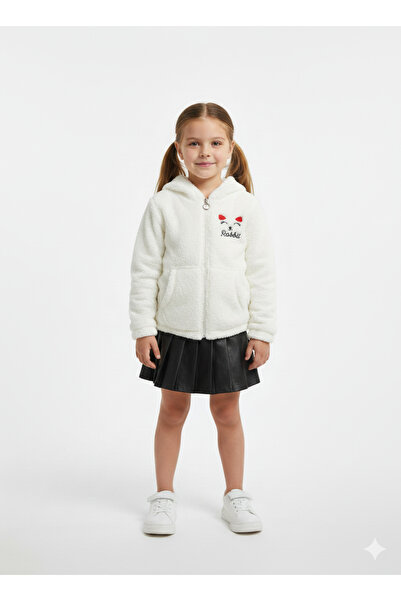 ribana Zippered Hooded Children's Plush Soft Cardigan
