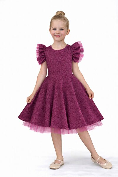 RAPAPA Kız Çocuk Özel Gün Simli Şanzelize Kız Çocuk Abiye Elbise 167372gk