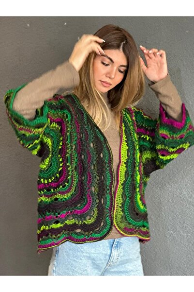 Gönülden Tasarım Hand Knitted Ombre Women's Cardigan Standard Size