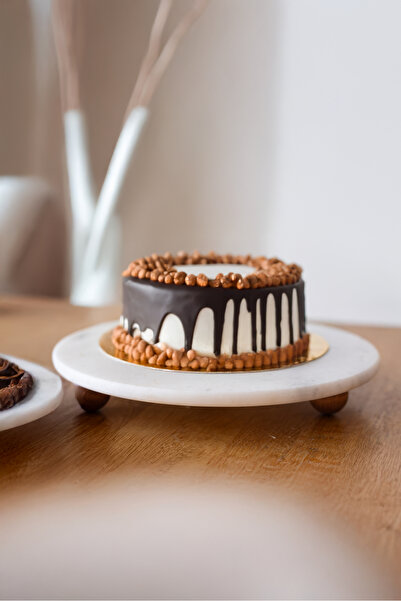 Akayev Marble White 30 cm Wooden Beaded Stand - Coffee and Dessert