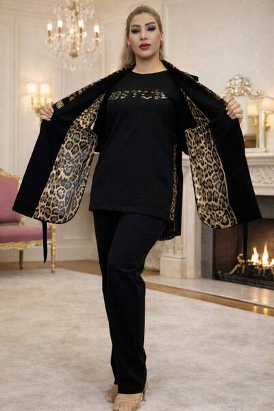 Yeşilmoda 3 Piece Suit Women – Reversible Vest Set , Crystal Stone Embroidere...