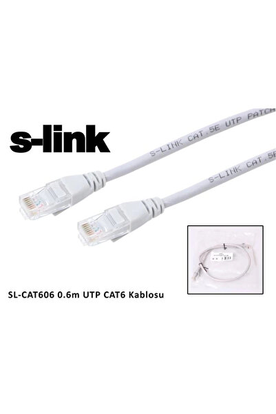 S-LINK Sl-cat606 Cat6 0.60mt Gri Utp Patch Kablo