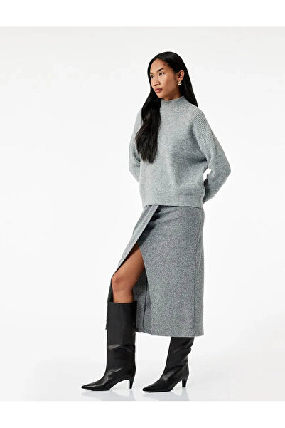 Koton Fusta de damă Rahat Kalıp Midi cu fantă antracit 6WAK10043EK