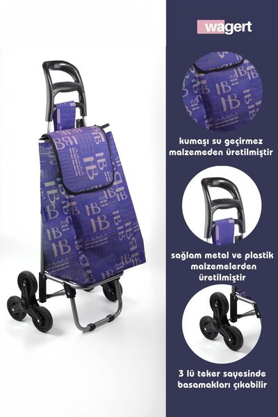 Vadi Ses Yapmaz 3 Tekerlekli Su Geçirmez Çantalı Lüks Pazar Arabası