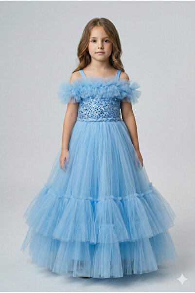 modallita فستان سهرة بناتي مزين بالترتر