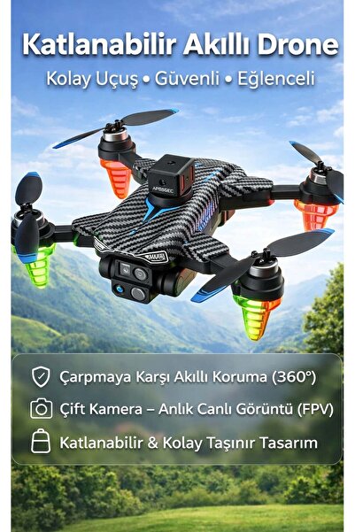 FaroxTech S5 Pro Akıllı Drone - 360° Engel Algılama, Katlanabilir Tasarım, Ka...