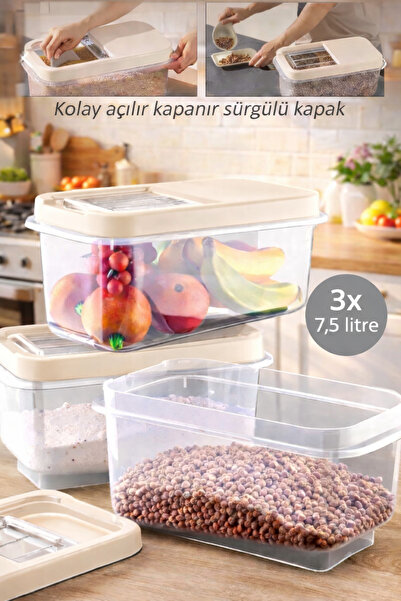 Nesto Home 3-Piece Multi-Purpose 7.5 Lt Food & Pulses Storage Container with ...