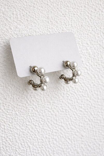 Owentis Çelik Silver Incili Halka Ariadne Küpe -kararma Yapmaz-