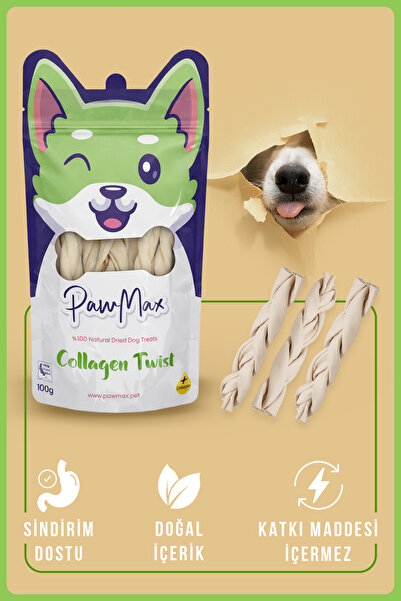 PAWMAX Kolajen Twist Kuzu Derisi Köpek Ödülü 100 gr – Doğal Kurutulmuş Ödül