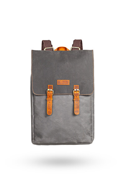 Gillario Design02 15.6 Inch Gray Canvas Black Cover Laptop Backpack