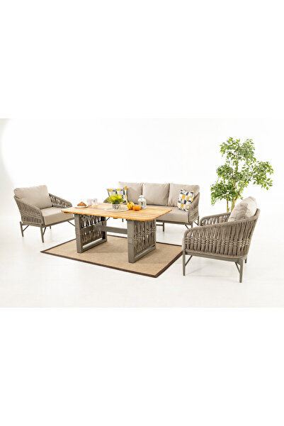 Divona Home Orlando Bahçe Balkon Oturma Grubu 3+1+1+Masa