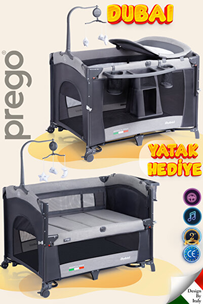 Prego Dubai 10in1 Anne Yanı Park Yatak Oyun Parkı Sallanır Beşik Yana Açılır ...