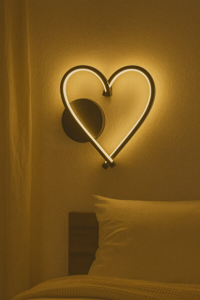 MARKATECH Kalp Modern Tasarım Siyah Renk Gün Işığı Ledli Çocuk Odası Banyo - ...